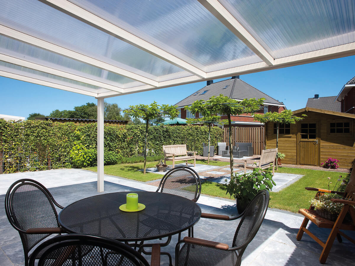 Terrassenüberdachung 14 Terrassenüberdachung Trendline in Weiß