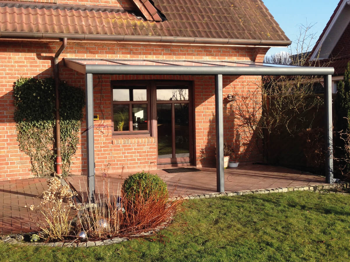 Terrassenüberdachung 8 Terrassenüberdachung mit Glasdach in Anthrazit